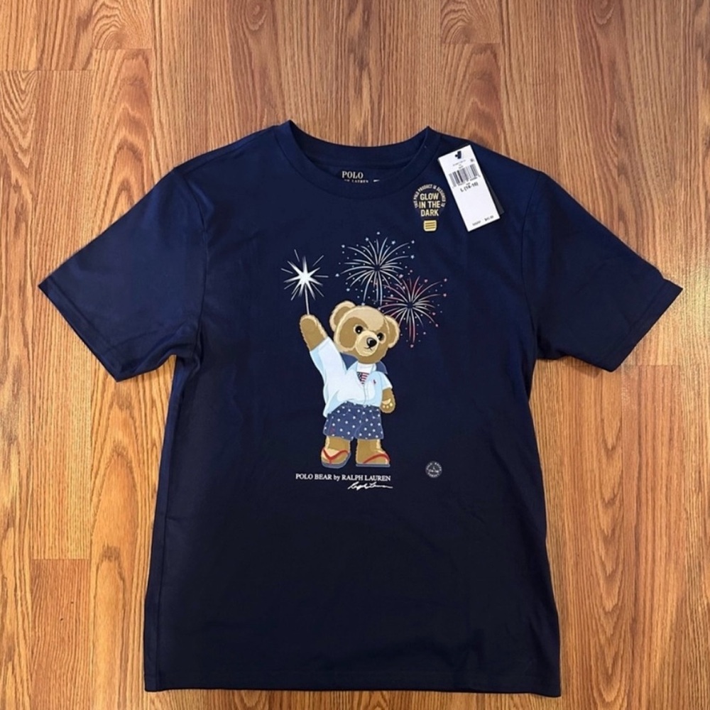 Polo Ralph Lauren Boys Polo Bear Cotton T Shirt, Size L